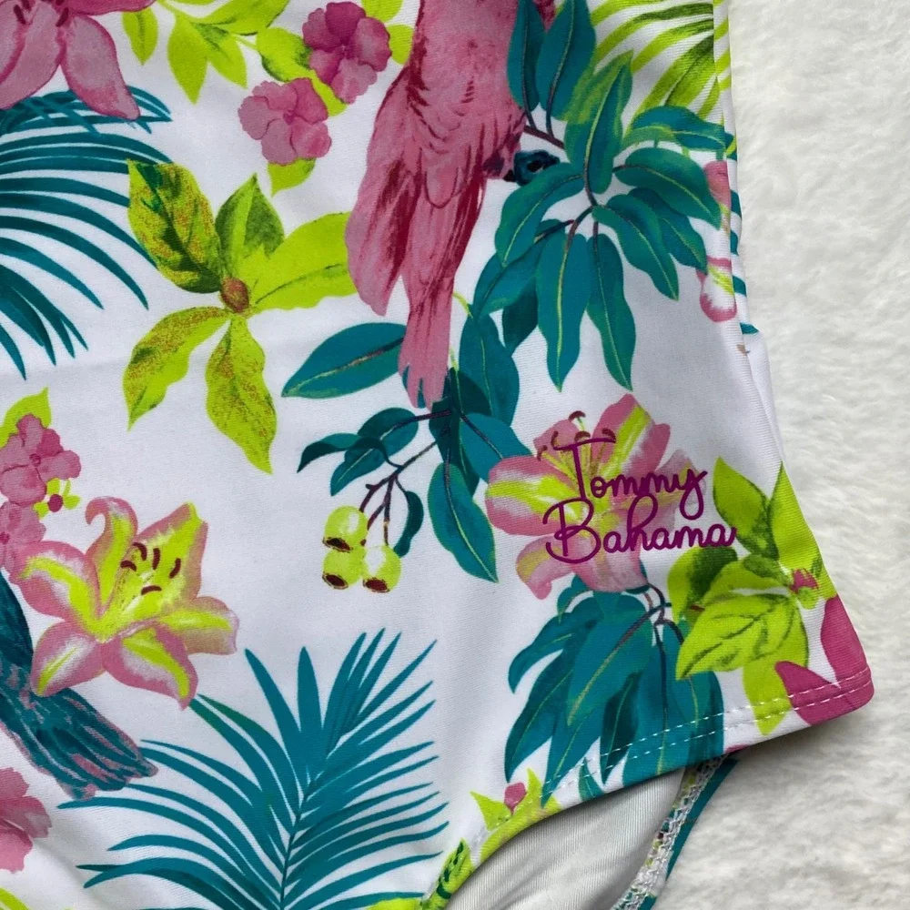 Tommy Bahama Girls Tropical Parrot Floral 1 Piece Swimsuit &Cover Up Set 4/5 NWT